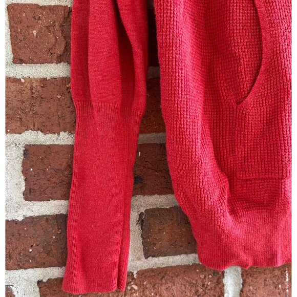 Lilla P Coral Red Knit Hoodie Sweater Women’s Medium Long Sleeve Pullover - Picture 2 of 7